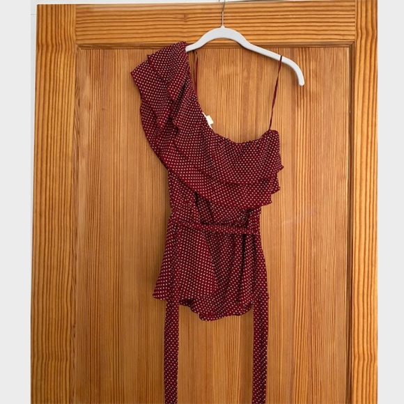 ANTHROPOLOGIE One Shoulder Tie-Waist Peplum Top - Picture 7 of 8